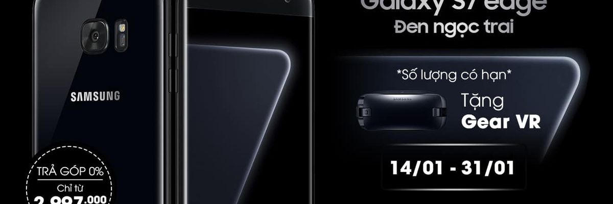 Galaxy S7 Edge 128G đen ngọc trai chỉ từ 2.997.000đ, tặng Gear VR