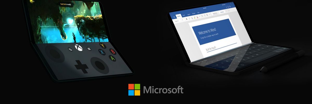 Lộ diện ảnh render của Surface Phone ở 2 chế độ laptop và chơi game riêng biệt