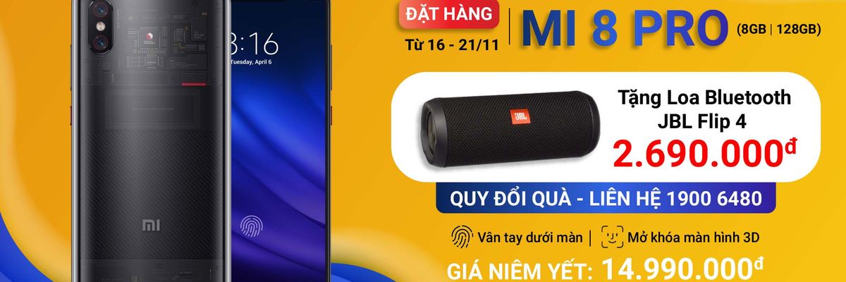 Đặt trước Xiaomi Mi 8 Pro, nhận ngay loa JBL Flip 4 trị giá 2.69 triệu!