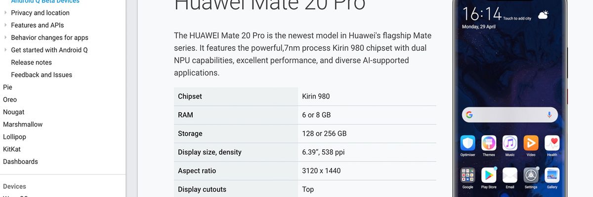 Google bất ngờ đưa Huawei Mate 20 Pro trở lại chương trình Android Q beta