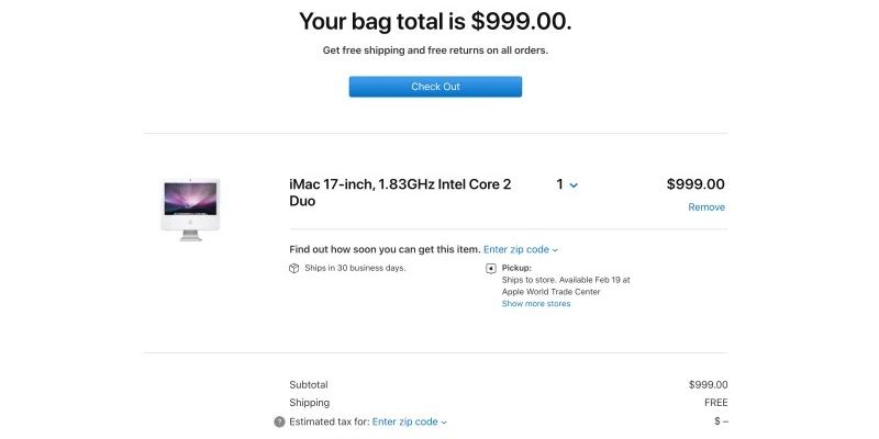 Apple vẫn bán iMac 2006 với có giá 1000 USD?
