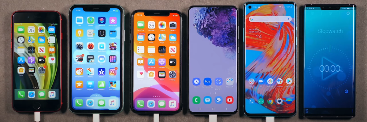 So sánh thời lượng pin iPhone SE 2020 với iPhone 11, iPhone 11 Pro, OnePlus 8 và Galaxy S20