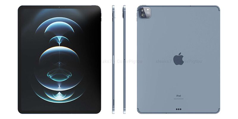 Rò rỉ ảnh render sắc nét của iPad Pro 2021: Màn hình viền mỏng hơn, 3 camera sau