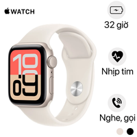 Apple Watch SE 3 40mm (GPS) Viền Nhôm Dây Cao Su Size S/M | Chính hãng Apple Việt Nam