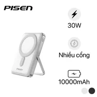 Pin sạc dự phòng không dây Pisen siêu nhỏ 30W 2 in 1 D080 | Giá rẻ