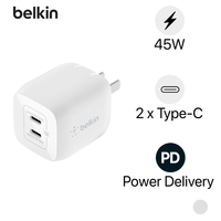 S c nhanh Belkin 45W 2 c ng USB C PD 3.0 PPS GaN Ch nh