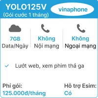  Sim 4G Vinaphone D89Y 3GB/Ngày Free 6 Tháng 