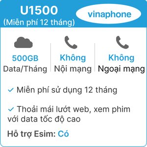  Sim 4G Vinaphone U1500 Data không giới hạn 