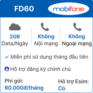  Sim 4G Mobifone  FD50 2.5GB/Ngày 