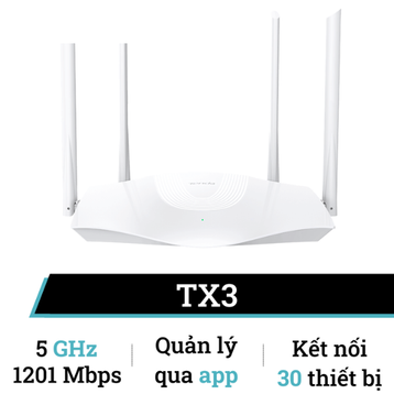 Router Wi-Fi 6 Gigabit Tenda TX3 băng tần kép AX1800 