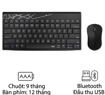 Combo Bàn phím + Chuột không dây Rapoo 8000M
