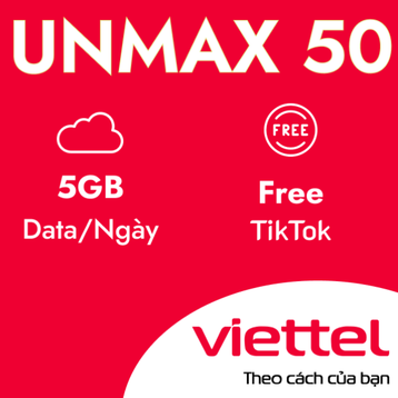 Sim 4G Viettel  UNMAX50 5GB/Tháng - Hỗ Trợ Esim