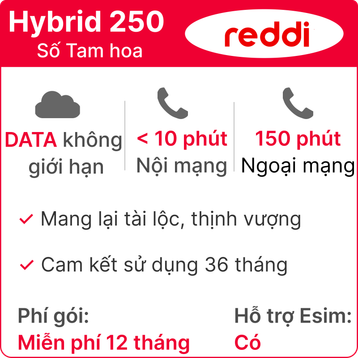 Sim 4G Reddi Hybrid 250 - Số Tam hoa