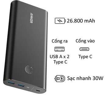 Pin dự phòng Anker Powercore+ 26800 Power Delivery A1375