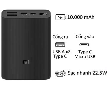 Pin sạc dự phòng Xiaomi Power Bank 3 10,000mAh Ultra Compact
