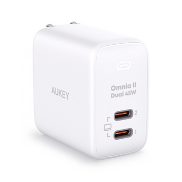 Củ sạc nhanh Aukey PD 45W PA-B4T 2 cổng, chấu gập