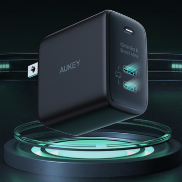 Củ sạc nhanh Aukey PD 45W PA-B4T 2 cổng, chấu gập