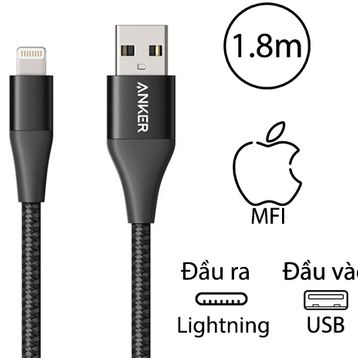 Cáp Anker Powerline+ II Lightning (6FT/1.8M) A8453 