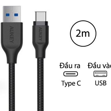 Cáp AUKEY USB-C 2M bọc sợi Nylon (Braided Nylon) CB-AC2