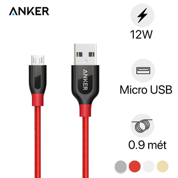 Cáp Anker PowerLine+ Micro USB 0.9 m