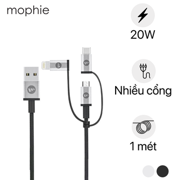 Cáp Mophie 3 trong 1 (Lightning - Micro - Type-C) 1 mét