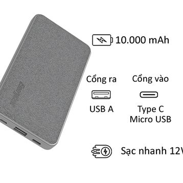 Pin sạc dự phòng Energizer vỏ vải Fabric 10.000mAh - UE10043 