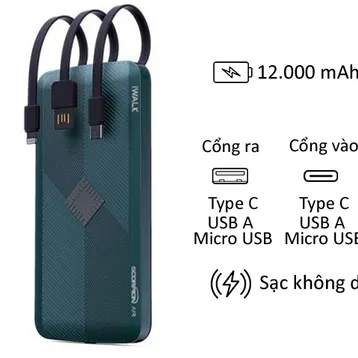 Pin sạc dự phòng iWalk Uba1200p 12000mAh 6 in 1