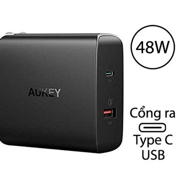 Sạc AUKEY PA-Y11 48W 2 Cổng USB Type-C Power Delivery 2.0 (30W) và Quick Charge 3.0 PA-Y11