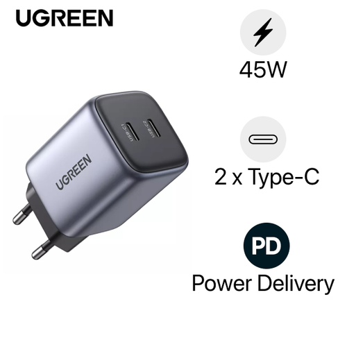 Củ Sạc Nhanh Ugreen Gan Nexode 2 Cổng Usb - C ( Eu ) 45W Cd294 90573