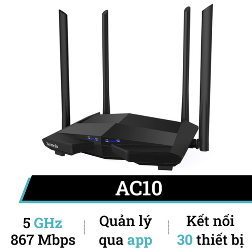 Router Wi - Fi Tenda Ac10 Cổng Gigabit Băng Tần Kép Ac1200