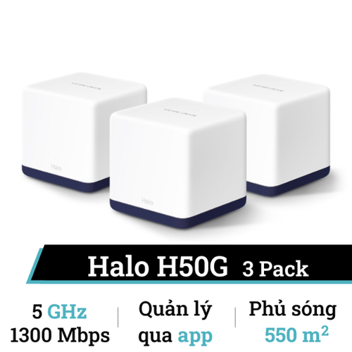 Hệ Thống Wifi Mesh Cho Toàn Ngôi Nhà Ac1900 Mercusys Halo H50G (3 Pack)