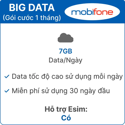 Sim Mobifone Bigdata 7Gb/Ngày