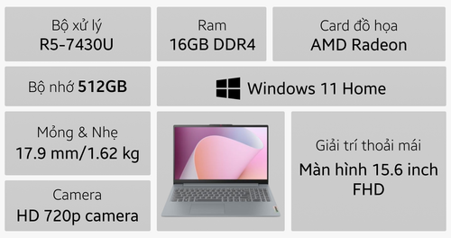 Laptop Lenovo Ideapad Slim 3 15 Abr8 82Xm00Ejvn - Cũ Đẹp