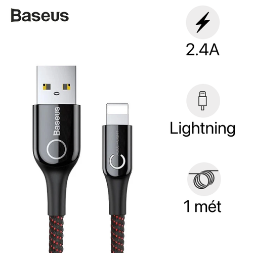 Cáp USB-A to Lighting Baseus 1M đèn LED tự ngắt