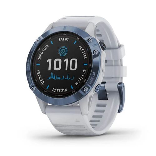 Đồng Hồ Thông Minh Garmin Fenix 6 Pro Solar Dây Silicone Viền Titanium - Cũ Trầy Xước