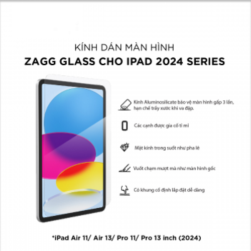 Kính Cường Lực Ipad Pro 13 2024 Zagg Full Cao Cấp