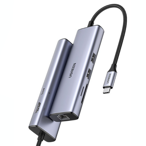 Hub Chuyển Đổi Ugreen Usb - C To 2 X Usb - A 3.0 + Hdmi + Rj45 + Sd+Tf + Pd 90568