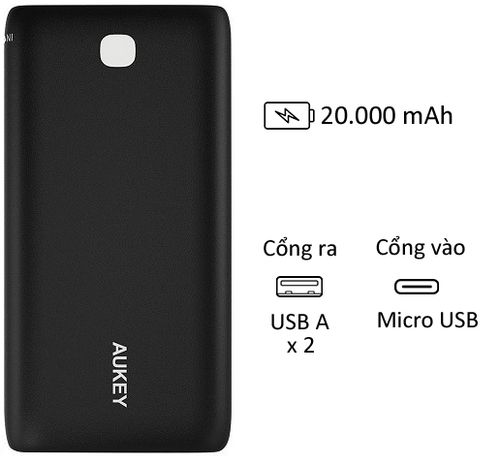 Pin Dự Phòng Aukey 20.000Mah Pb - N15 Aipower - Cũ