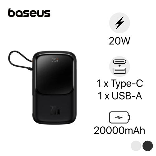 Pin Dự Phòng Sạc Nhanh Baseus Qpow Pro 20.000Mah 20W Cho Iphone - Type C (Kèm Cáp)
