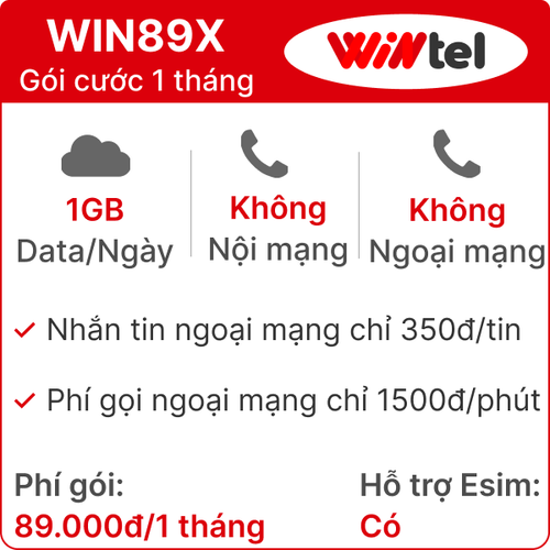 Sim WINTEL WIN89X 1GB/Ngày