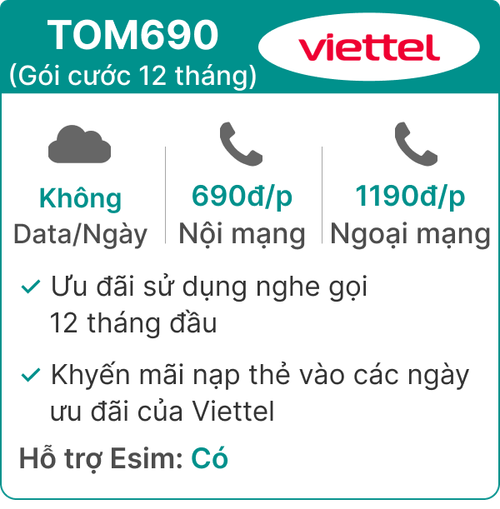 Sim Viettel Nghe Gọi Cơ Bản