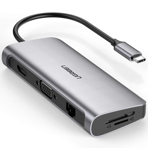 Hub Ugreen Type - C Sang 3 Usb 3.0 + Hdmi + Vga + Lan + Sd/Tf Hỗ Trợ Nguồn Type - C 40873