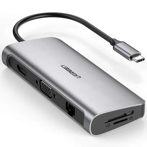 Hub Ugreen Type - C Sang 3 Usb 3.0 + Hdmi + Vga + Lan + Sd/Tf Hỗ Trợ Nguồn Type - C 40873 - Cũ