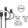 Cáp Anker PowerLine II 3 in 1 (0.9m) - A8436 (Lightning + Micro USB + Type C)