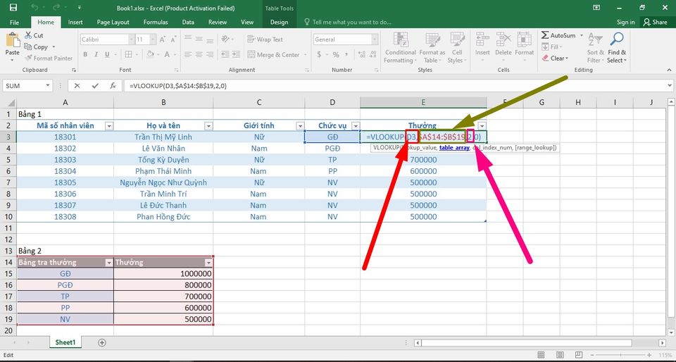Hướng dẫn dùng vị trí vô cùng và vị trí kha khá nhập công thức nhập Excel 1