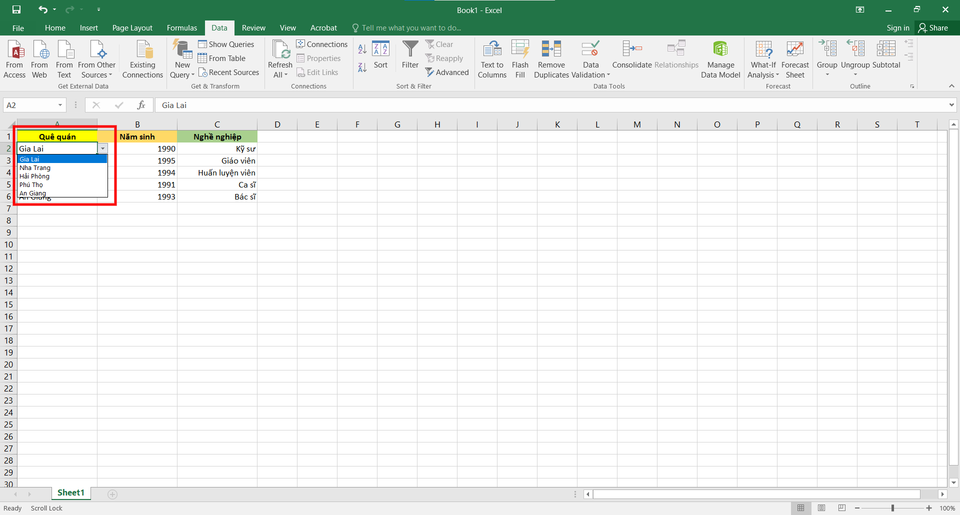 Cách tạo nên Drop List nhập Excel vày Data Validation - bước 4