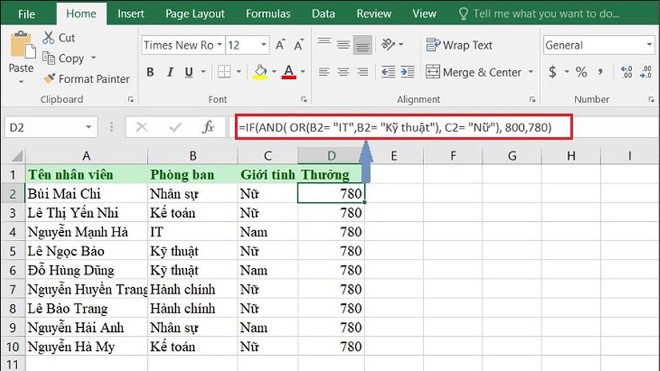 Hàm IF nhiều điều kiện kết hợp với nhau trong Excel