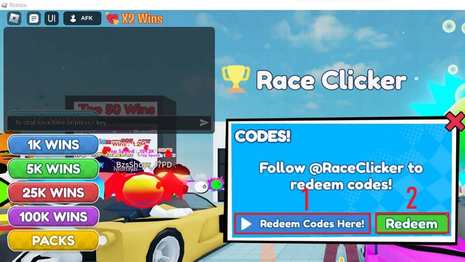 Code Race Clicker mới nhất 2022 và cách nhập code trên Roblox