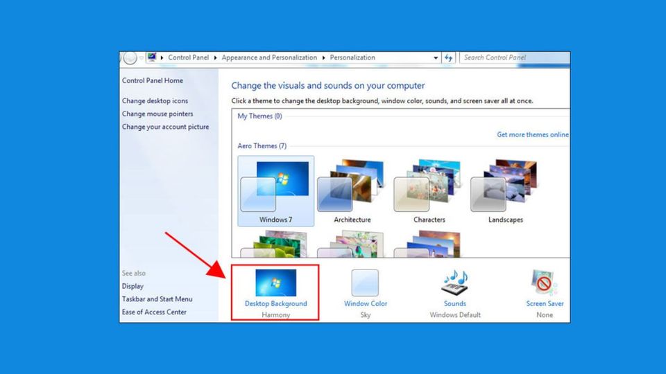 Cách đổi hình nền máy tính win 7, win8