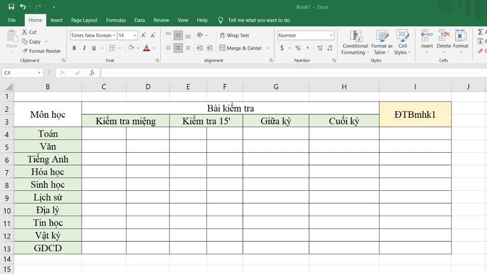 Cách tính điểm khoảng môn vày Excel